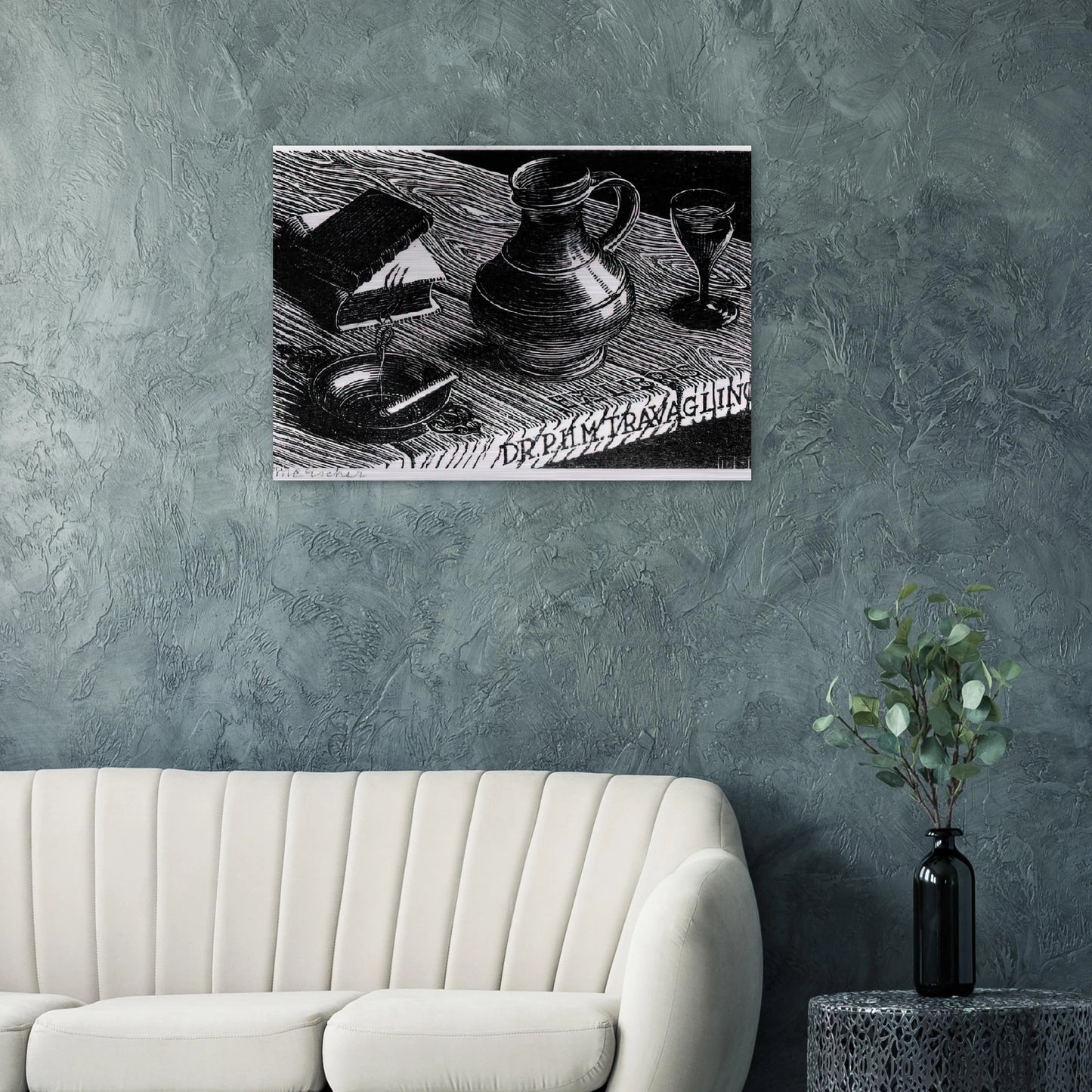 BOOKPLATE DR P H M TRAVAGLINO - MC Escher Brushed Aluminum Print - 70x100 cm / 28x40 inches | MC Escher Aluminum Print | MC Escher Prints