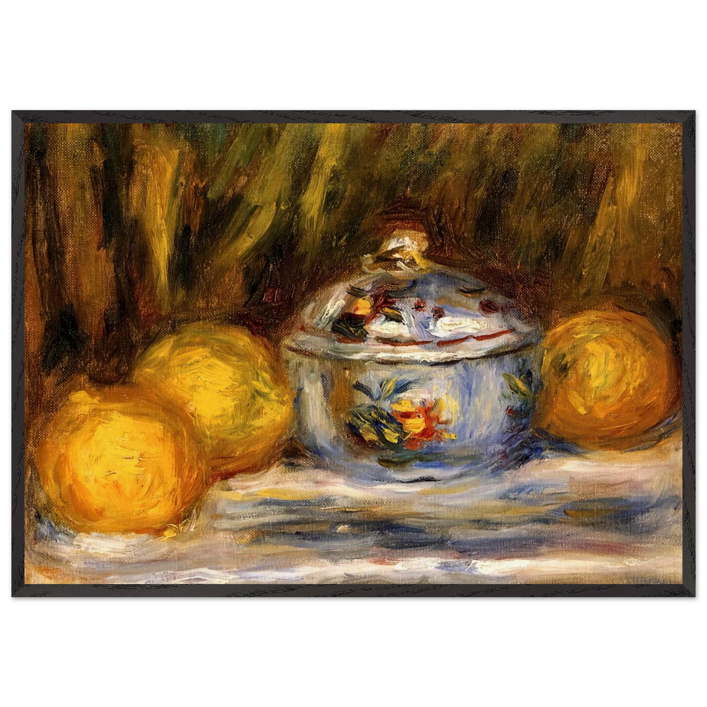 Sugar Bowl and Lemons - Pierre-Auguste Renoir 70x100 cm / 28x40 inches Framed Art Print – Black Wooden Frame