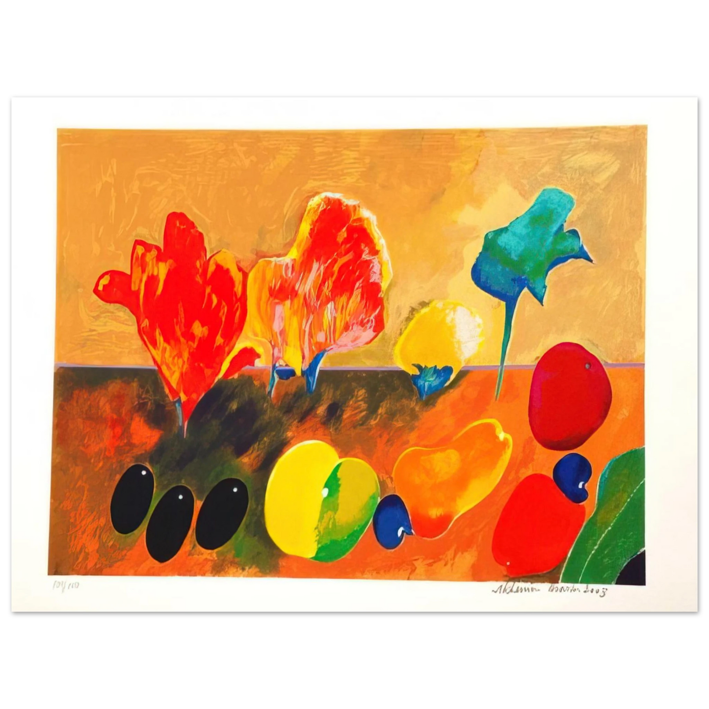 Aldemir Martins - Flores e Frutas - 2003 Fine Art Poster - Default Title