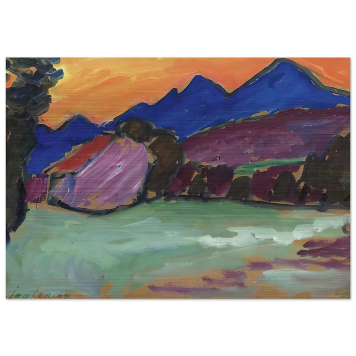 ROTER ABEND BLAUE BERGE 1910 - Alexej von Jawlensky Brushed Aluminum Print - 70x100 cm / 28x40 inches | Alexej von Jawlensky Aluminum Print | Alexej von Jawlensky Prints