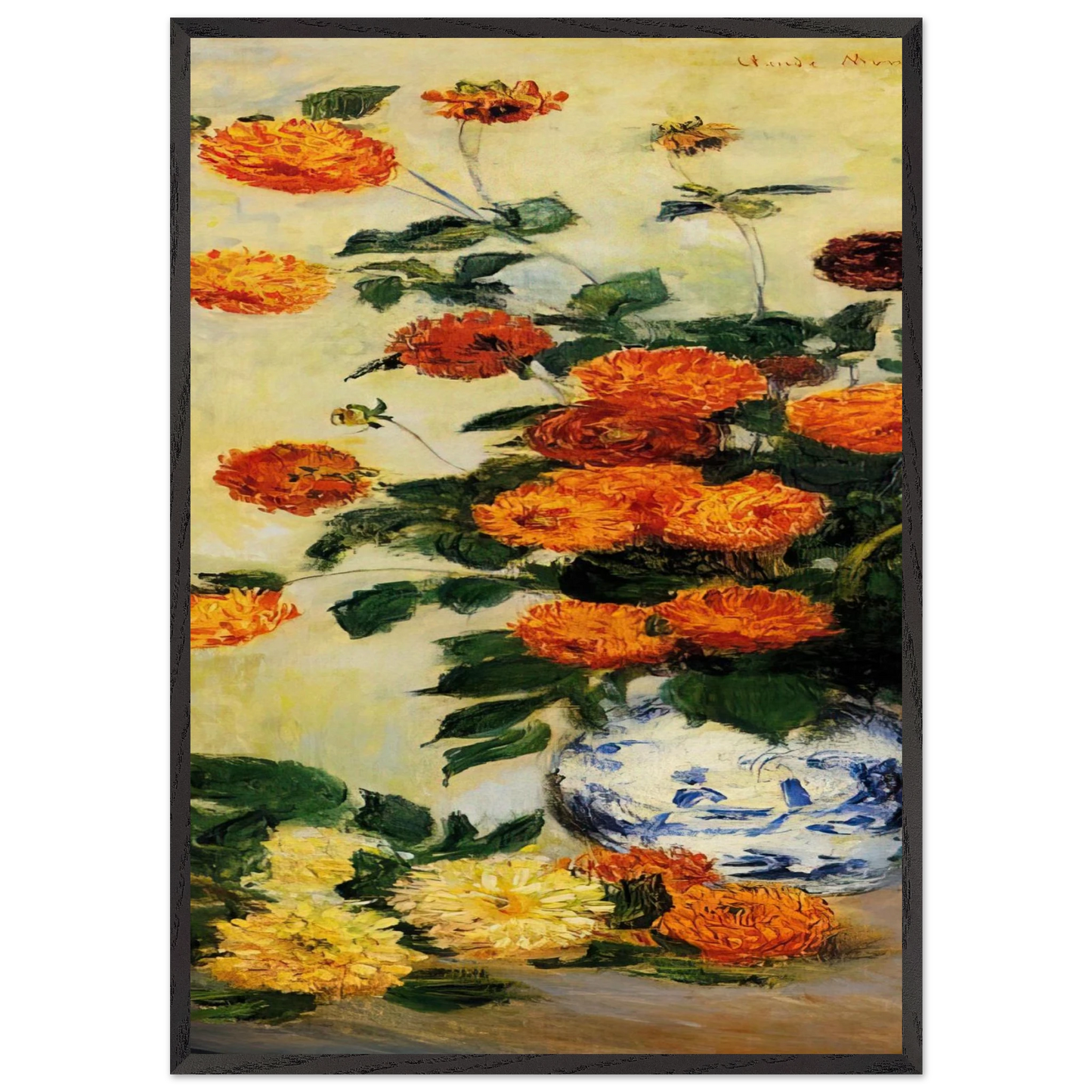 Dahlias N1 - claude monet Framed Art Print – Black Wooden Frame - Default Title - -Framed Art Print