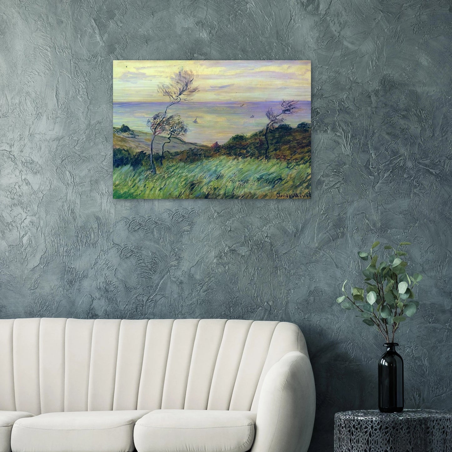 Cliffs of Varengeville, Gust of Wind - claude monet Brushed Aluminum Print - 70x100 cm / 28x40 inches | claude monet Aluminum Print | claude monet Prints