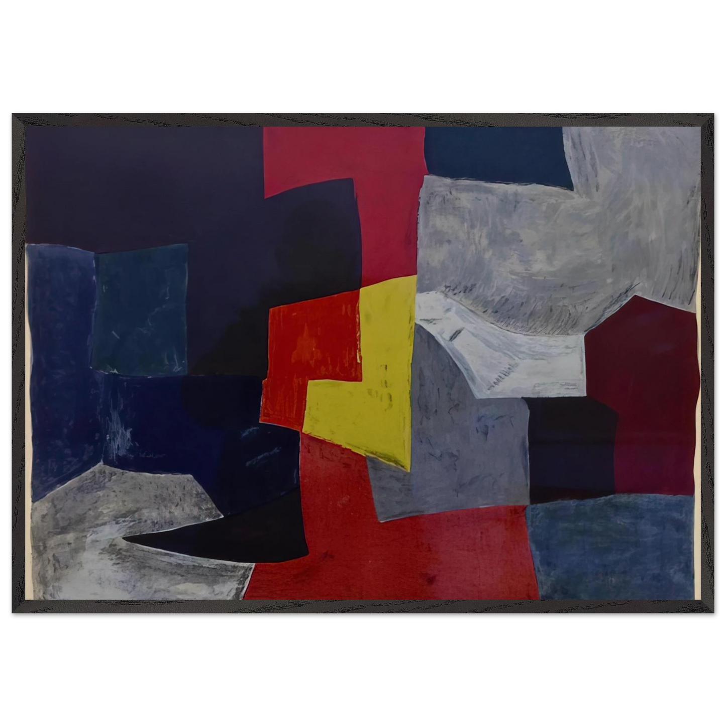Composition grise rouge et jaune - 1960 - Serge Poliakoff 70x100 cm / 28x40 inches Framed Art Print – Black Wooden Frame