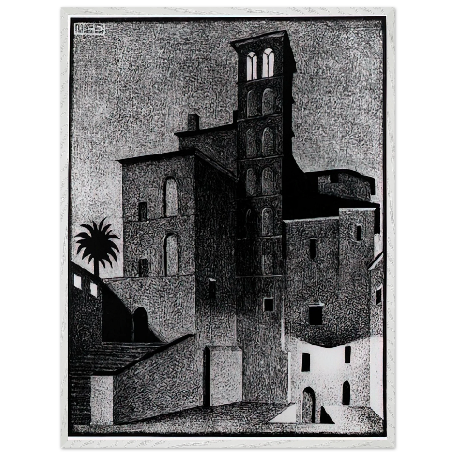 MC Escher - SS GIOVANNI ET PAOLO ROME MAY 1936 1936 Wall Art - 60x80 cm / 24x32 inches - Premium Wooden Framed Poster With Fine Art Paper - White frame