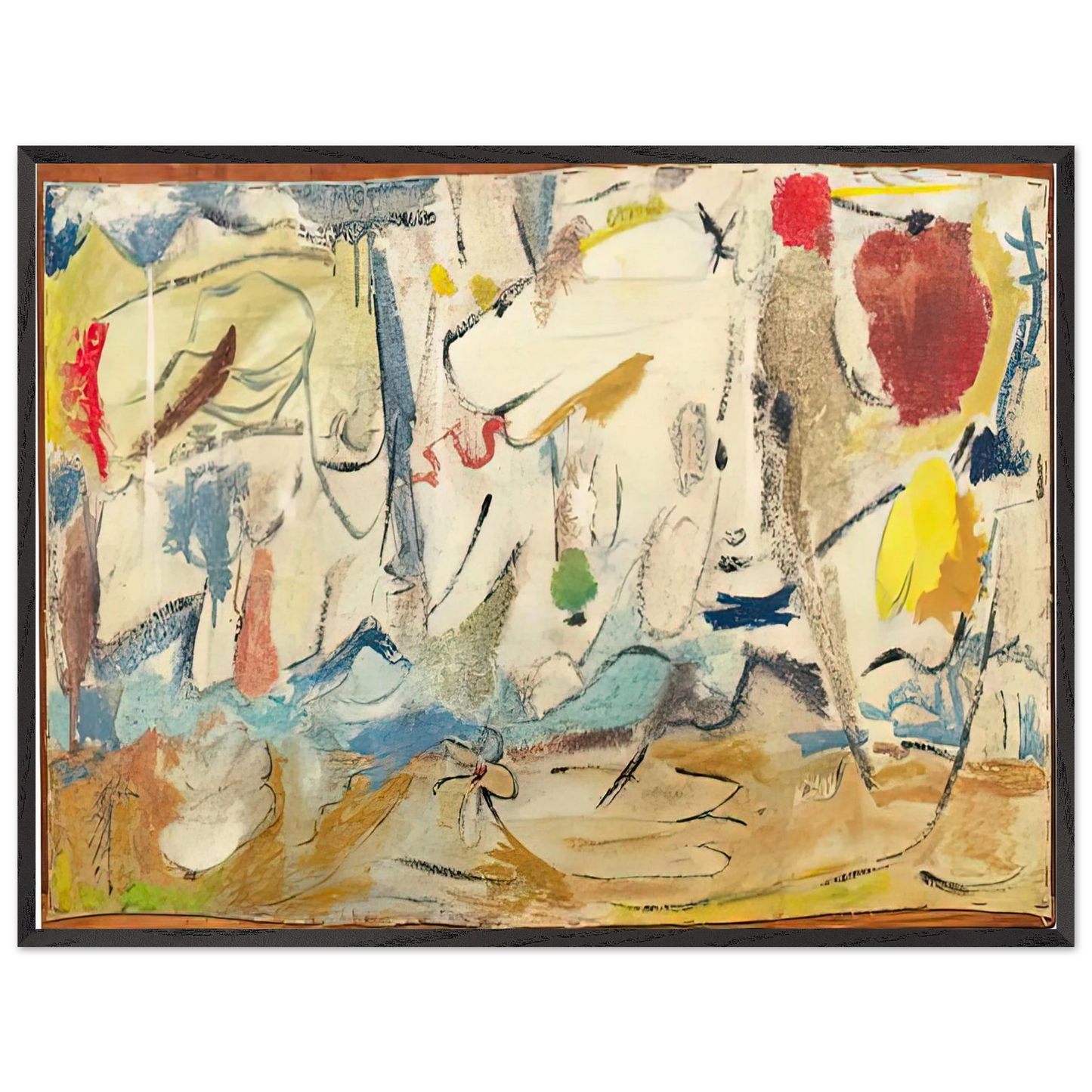 Helen Frankenthaler - Cloudscape, 1951- Wall Art - 21x29.7 cm / 8x12" - Premium Wooden Framed Poster With Fine Art Paper - White frame