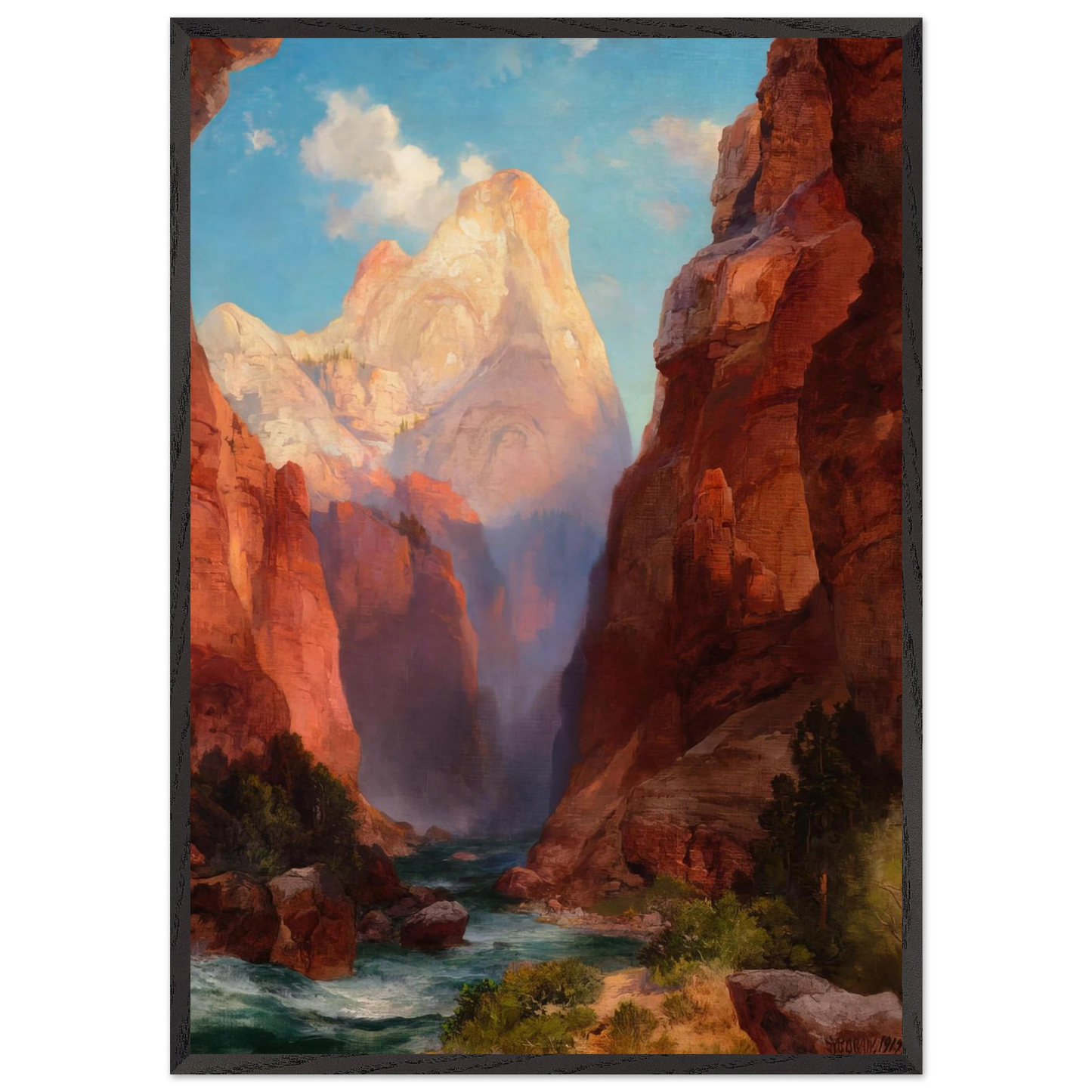 The Rio Virgin Southern Utah - Thomas Moran Framed Art Print – Black Wooden Frame - Default Title - -Framed Art Print