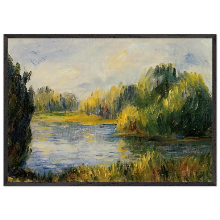 The Banks of the River - Pierre-Auguste Renoir 70x100 cm / 28x40 inches Framed Art Print – Black Wooden Frame