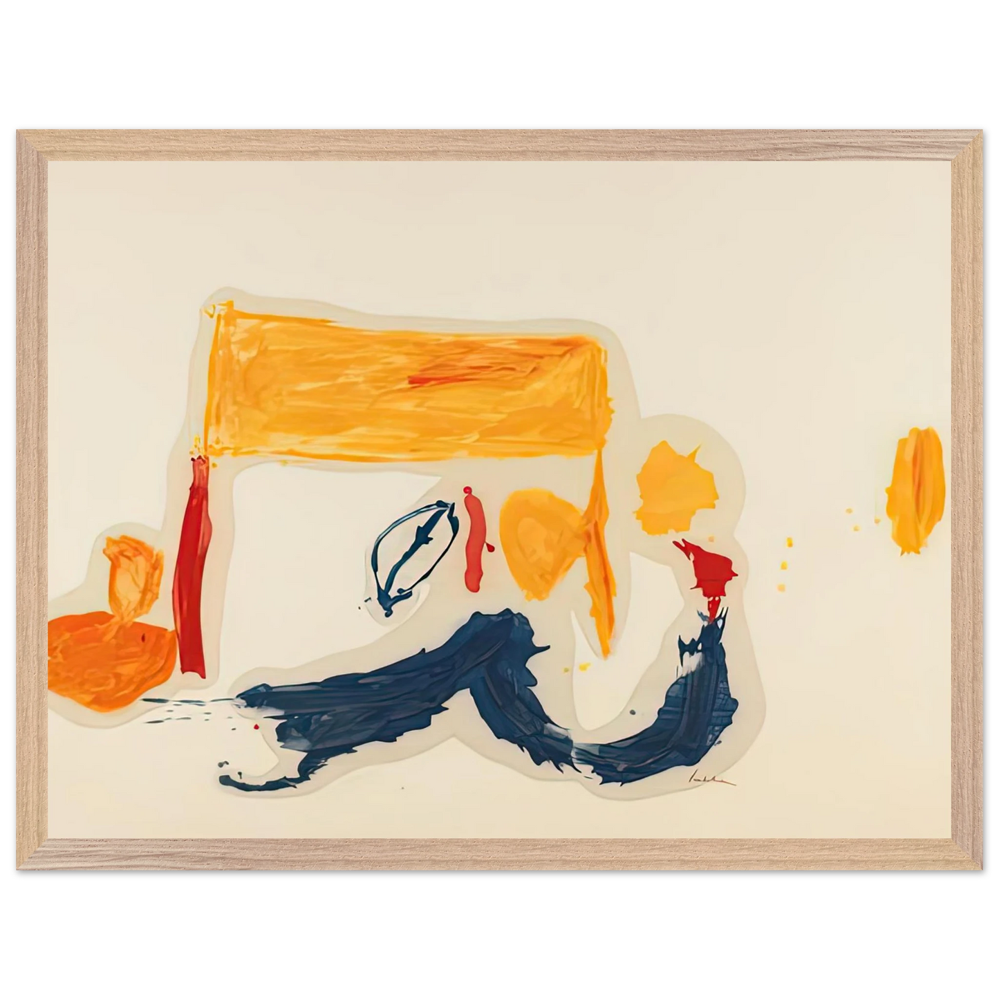 Helen Frankenthaler - Yellow Games, 1962- Wall Art - 60x80 cm / 24x32 inches - Premium Wooden Framed Poster With Fine Art Paper - Wood frame