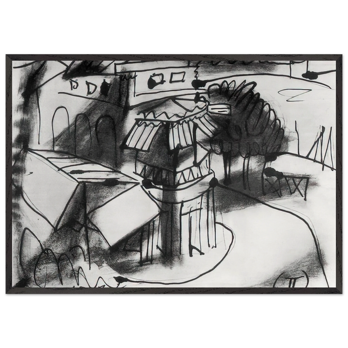 Cafe in Royan - 1940 - Pablo Picasso 70x100 cm / 28x40 inches Framed Art Print – Black Wooden Frame
