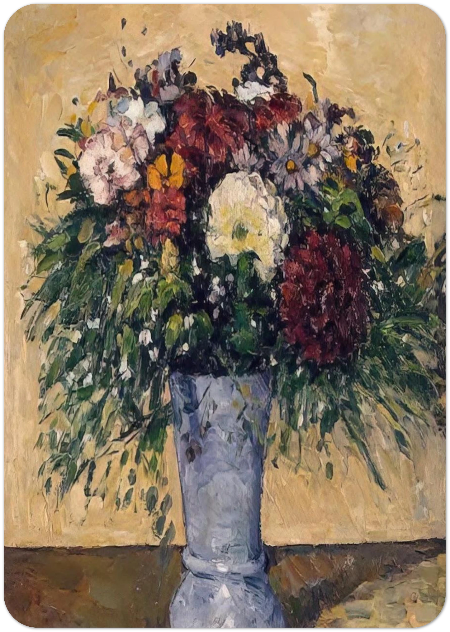 Flowers in a Blue Vase By Paul Cézanne Pack of 10 Post Cards | Paul Cézanne Post Cards | A6 (10.5 x 14.8 cm) - 4.1 x 5.8 inches