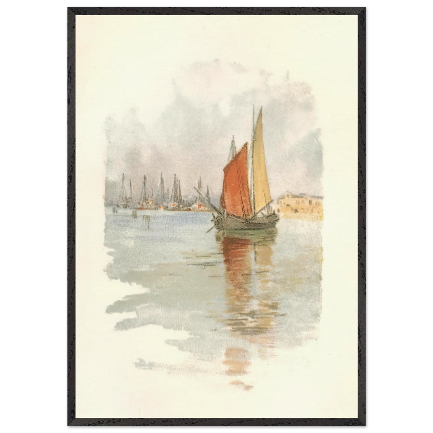 Woodboats and Dogana - Childe Hassam 70x100 cm / 28x40 inches Framed Art Print – Black Wooden Frame