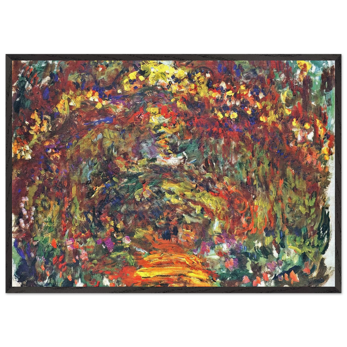 Path under the Rose Trellises Giverny - claude monet 70x100 cm / 28x40 inches Framed Art Print – Black Wooden Frame