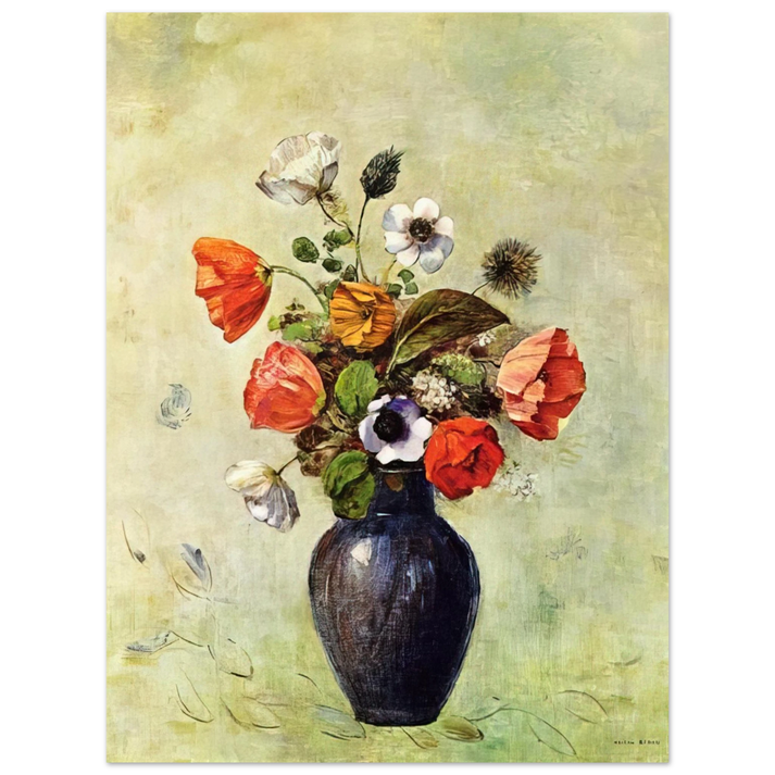 Odilon Redon - ANEMONES AND POPPIES IN A VASE 75x100 cm / 30x40inches Fine Art Poster