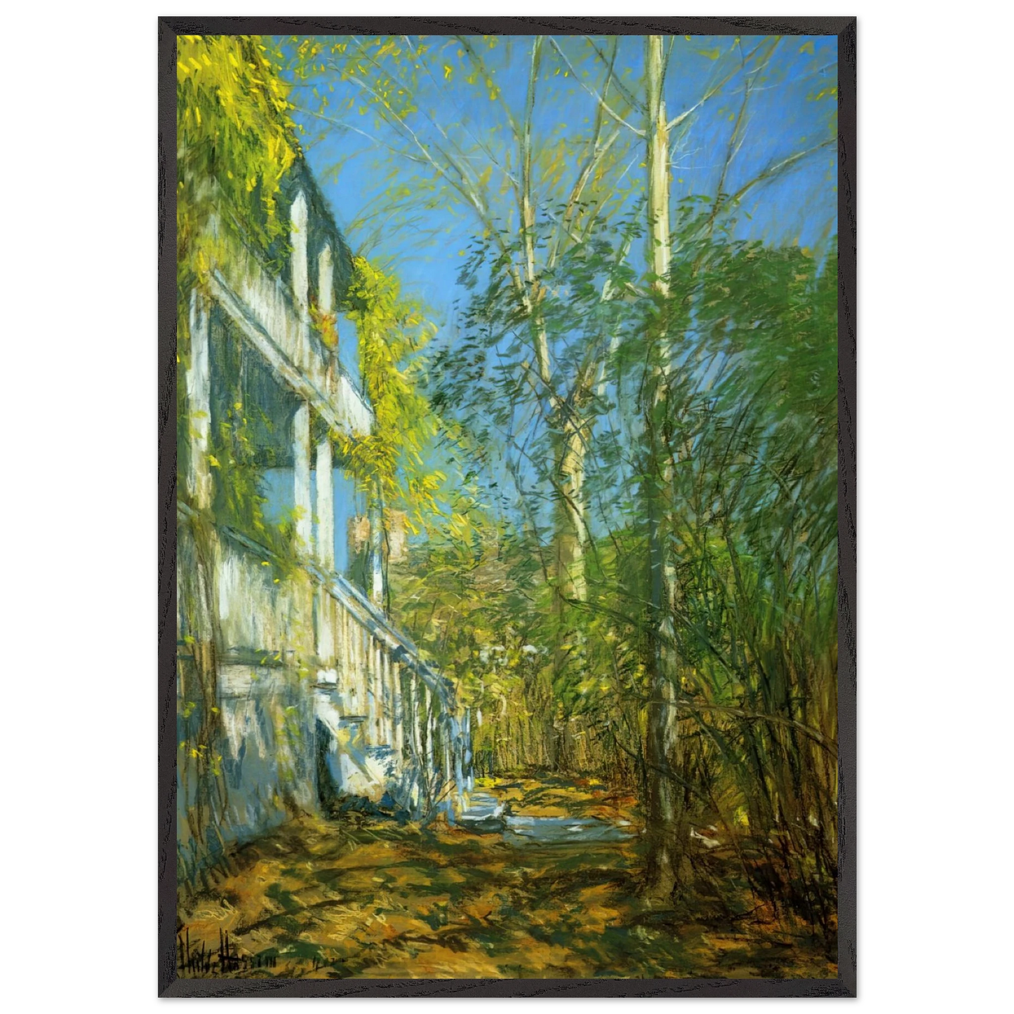 Summer at Cos Cob - Childe Hassam 70x100 cm / 28x40 inches Framed Art Print – Black Wooden Frame