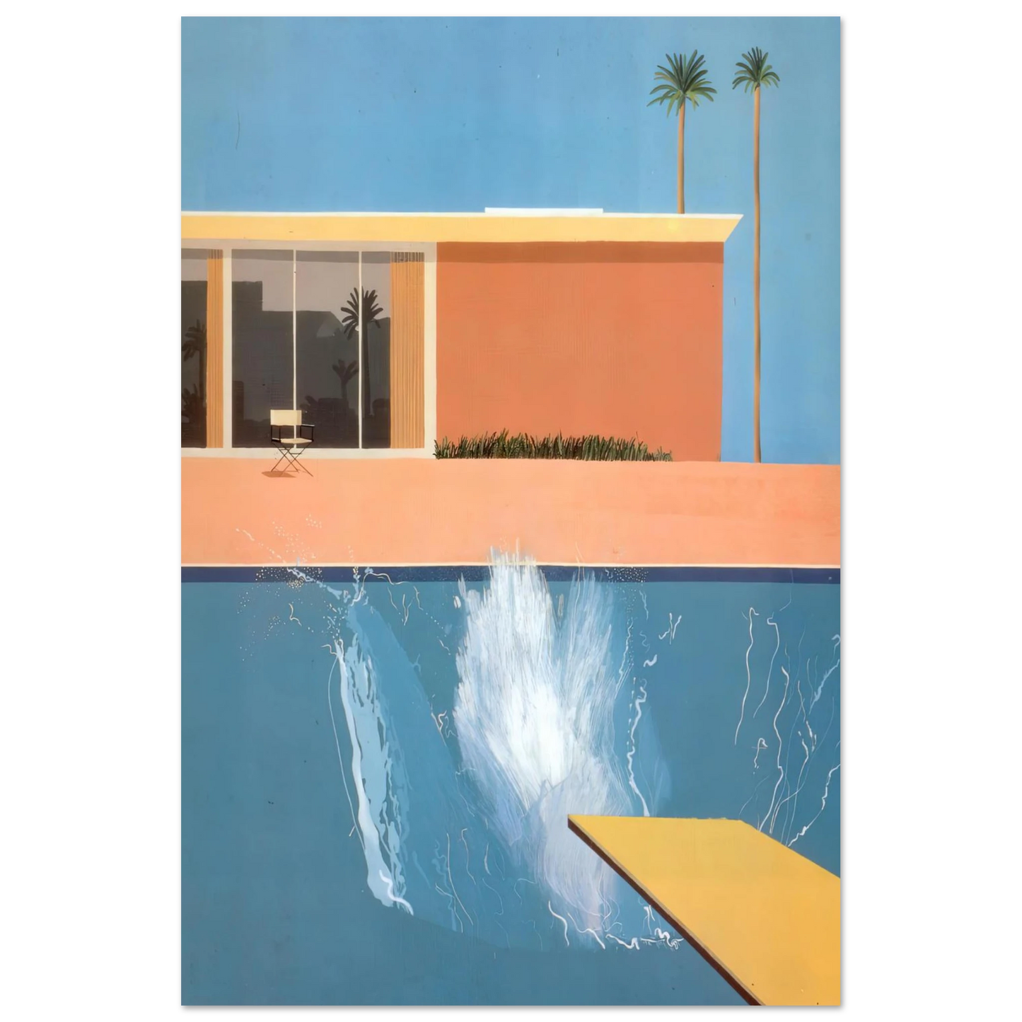 David Hockney - David Hockney Wall art - 28x43 cm / XL (11x17 Inches) - Premium Wooden Framed Poster With Fine Art Paper - White frame