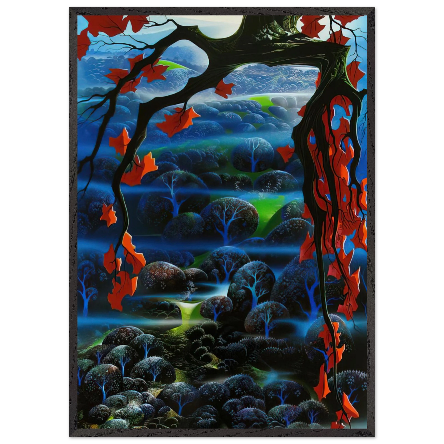 Valley of Dreams - Eyvind Earle 70x100 cm / 28x40 inches Framed Art Print – Black Wooden Frame