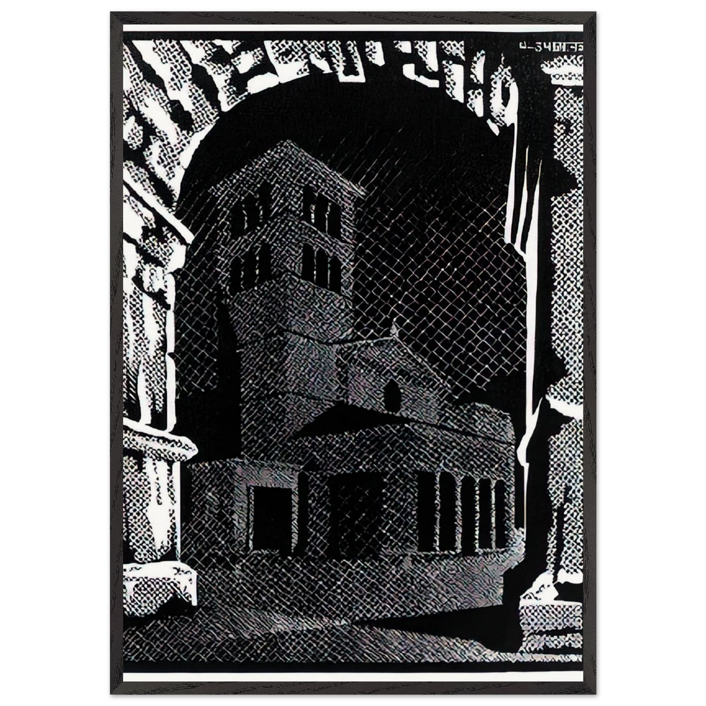 NOCTURNAL ROME 3 - MC Escher Framed Art Print – Black Wooden Frame - Default Title - -Framed Art Print
