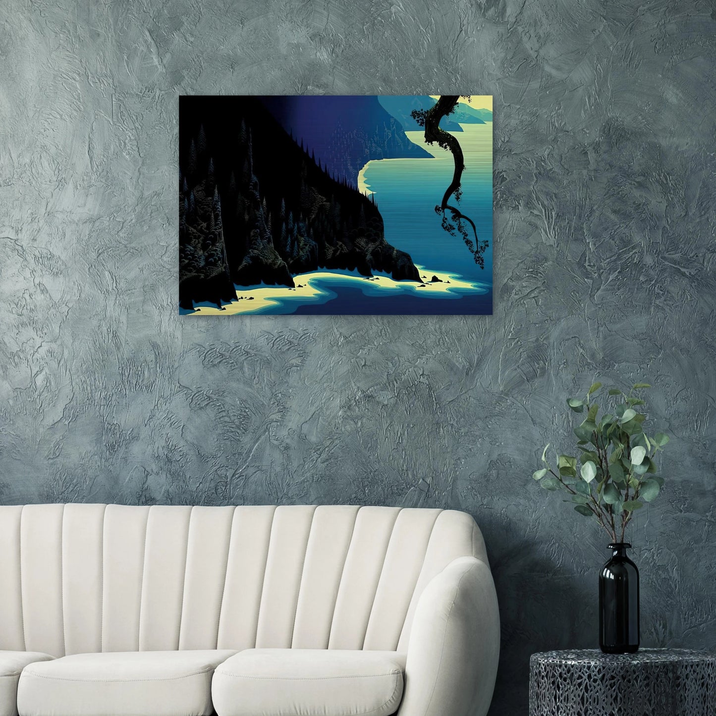 Big Sur - Eyvind Earle Brushed Aluminum Print - 70x100 cm / 28x40 inches | Eyvind Earle Aluminum Print | Eyvind Earle Prints