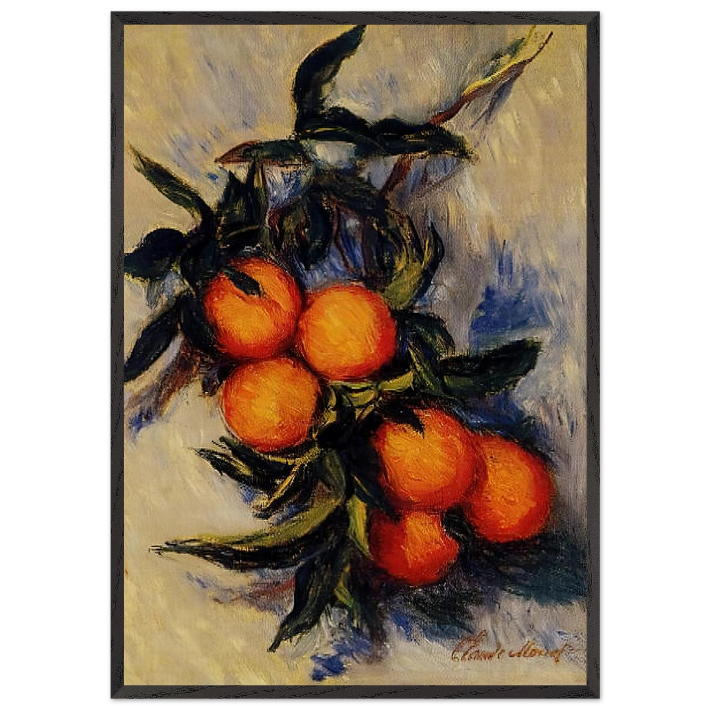 Branch of Orange Bearing Fruit - claude monet Framed Art Print – Black Wooden Frame - Default Title - -Framed Art Print