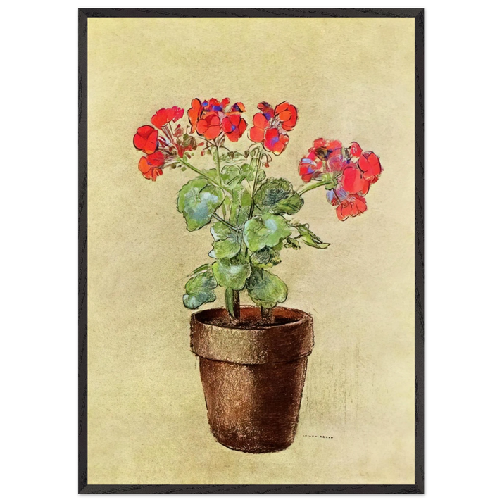 GERANIUMS 1902 - Odilon Redon 70x100 cm / 28x40 inches Framed Art Print – Black Wooden Frame