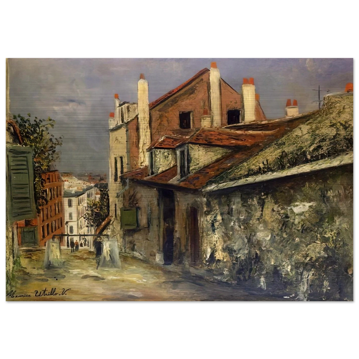 THE HOUSE OF MIMI PINSON IN MONTMARTRE - Maurice Utrillo Brushed Aluminum Print - 70x100 cm / 28x40 inches | Maurice Utrillo Aluminum Print | Maurice Utrillo Prints