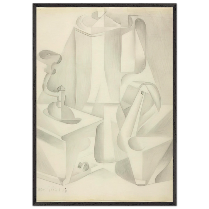 STILL LIFE WITH COFFEE MILL 1916 - Juan Gris 70x100 cm / 28x40 inches Framed Art Print – Black Wooden Frame
