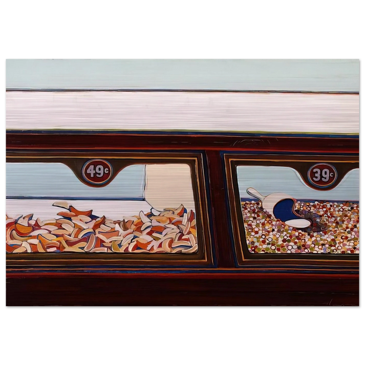 Candy Counter - 1963 - Wayne Thiebaud Brushed Aluminum Print - 70x100 cm / 28x40 inches | Wayne Thiebaud Aluminum Print | Wayne Thiebaud Prints