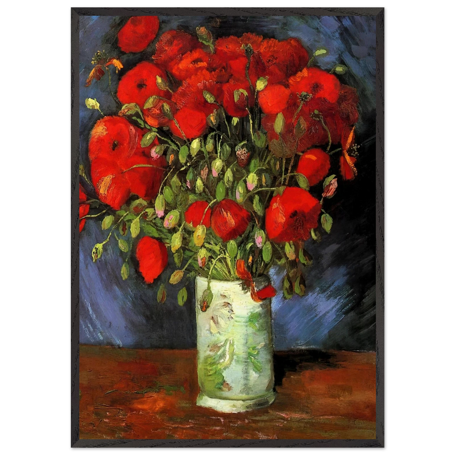 Vase with Red Poppies - Vincent van Gogh Framed Art Print – Black Wooden Frame - Default Title - -Framed Art Print