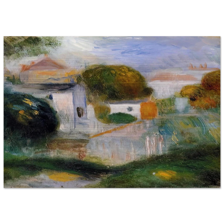Houses in the Trees - Pierre-Auguste Renoir Brushed Aluminum Print - 70x100 cm / 28x40 inches | Pierre-Auguste Renoir Aluminum Print | Pierre-Auguste Renoir Prints