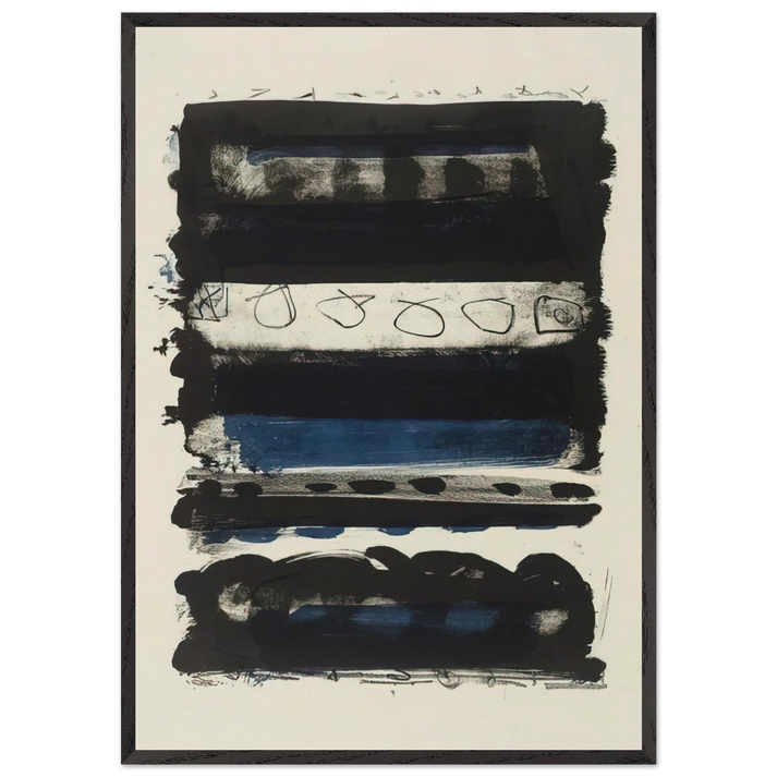 Black and Blue Stripes - 1958 - Patrick Heron 70x100 cm / 28x40 inches Framed Art Print – Black Wooden Frame