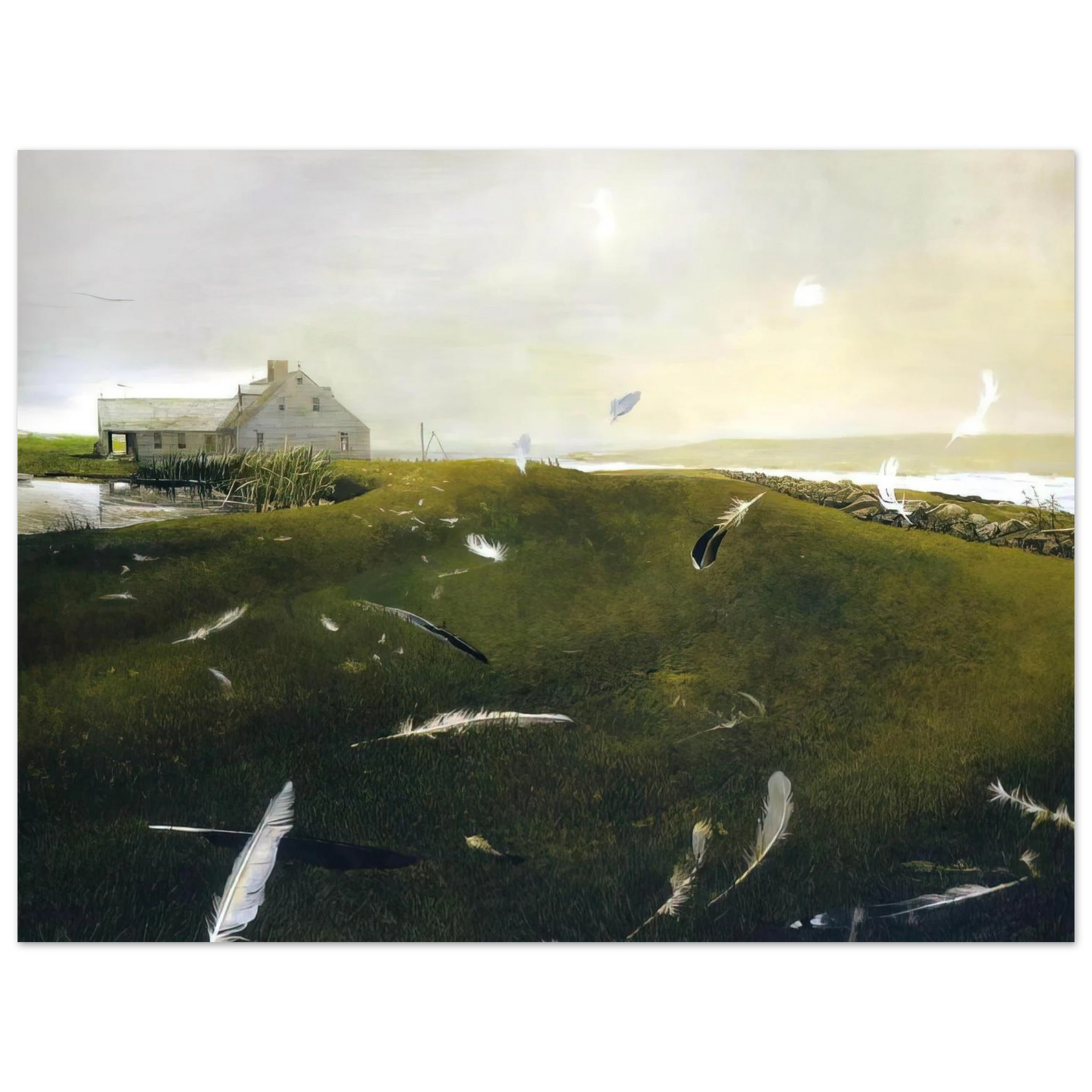 Andrew Wyeth - AIRBORNE Wall Art - 30x40 cm / 12x16 inches - Premium Wooden Framed Poster With Fine Art Paper - Black frame