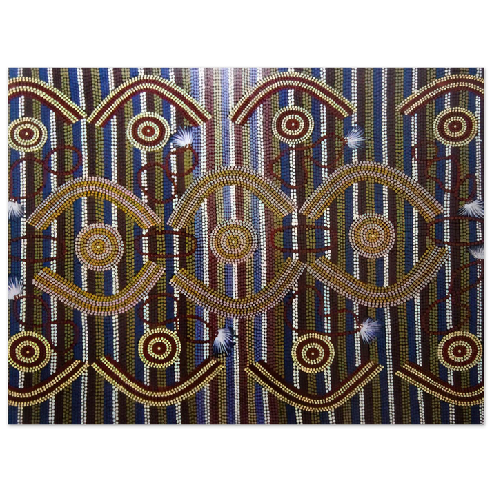 Clifford Possum Tjapaltjarri - Anmatyerre Ceremonial Designs Associated with the Rockhole Site Intankangu - 1982 75x100 cm / 30x40inches Fine Art Poster