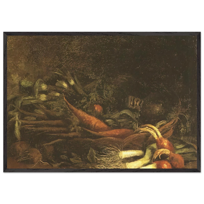Still life with a basket of vegetables - Vincent van Gogh 70x100 cm / 28x40 inches Framed Art Print – Black Wooden Frame