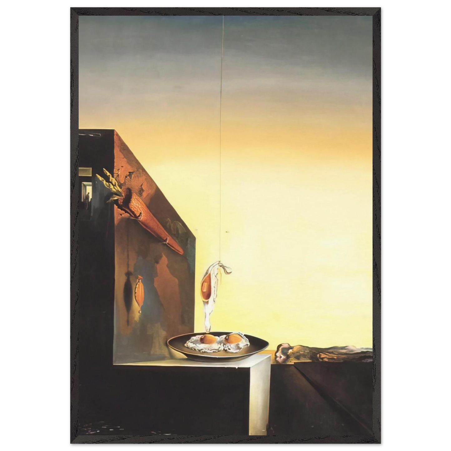 EGGS ON PLATE WITHOUT THE FLAT - Salvador Dali Framed Art Print – Black Wooden Frame - Default Title - -Framed Art Print