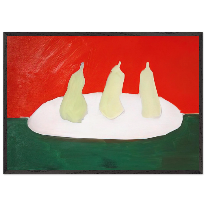 Nature morte poires fond vert et orange - Art Informel - Nicolas de Stael 70x100 cm / 28x40 inches Framed Art Print – Black Wooden Frame