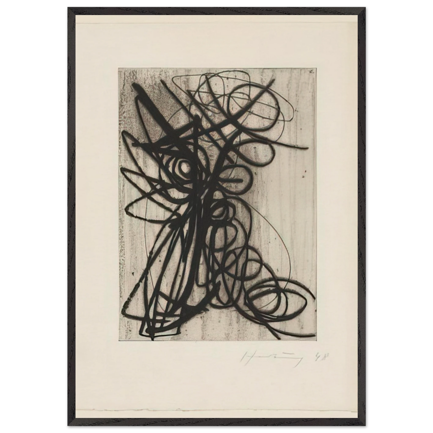 Composition - 1948 N1 - Hans Hartung Framed Art Print – Black Wooden Frame - Default Title - -Framed Art Print