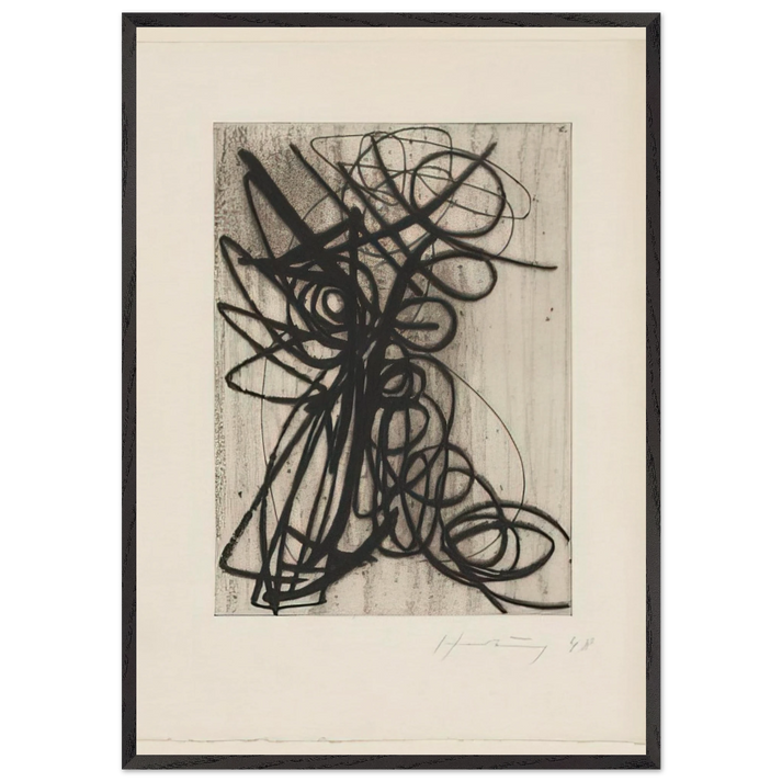 Composition - 1948 N1 - Hans Hartung 70x100 cm / 28x40 inches Framed Art Print – Black Wooden Frame