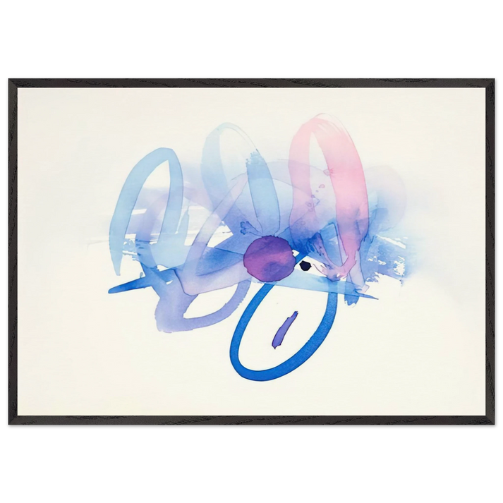 UNTITLED PURPLE PINK AND BLUE - Luis Feito 70x100 cm / 28x40 inches Framed Art Print – Black Wooden Frame