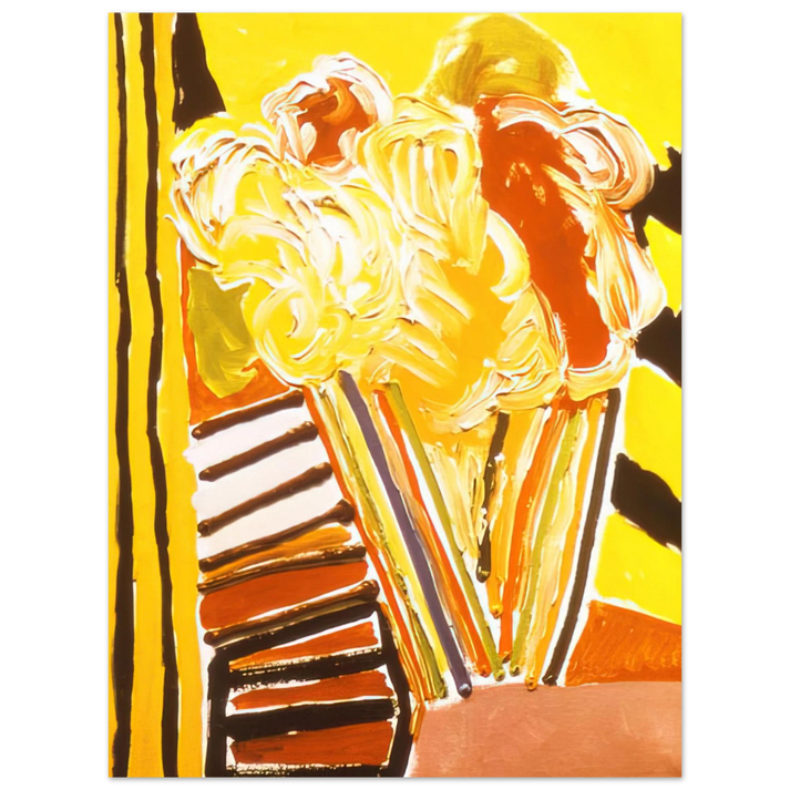 Ronnie Landfield - Yellow Flower Painting - 1973 75x100 cm / 30x40inches Fine Art Poster
