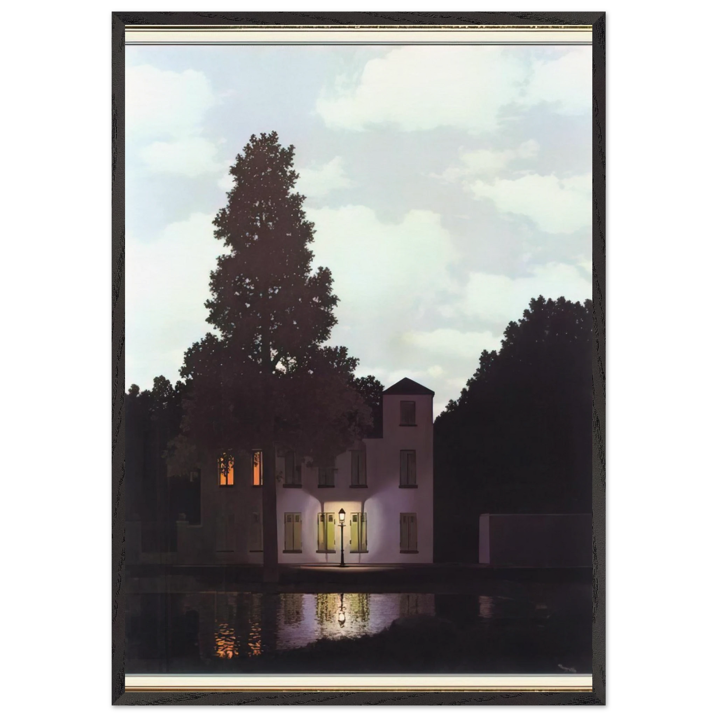 THE EMPIRE OF LIGHTS 1954 1 - Rene Magritte 70x100 cm / 28x40 inches Framed Art Print – Black Wooden Frame