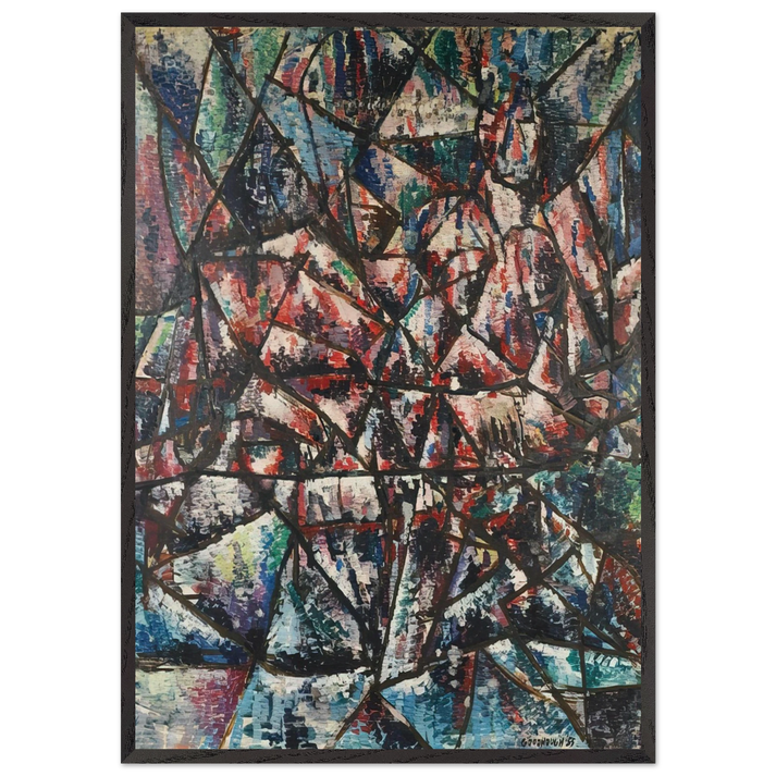 Two Seated Figures - 1955 - Robert Goodnough 70x100 cm / 28x40 inches Framed Art Print – Black Wooden Frame