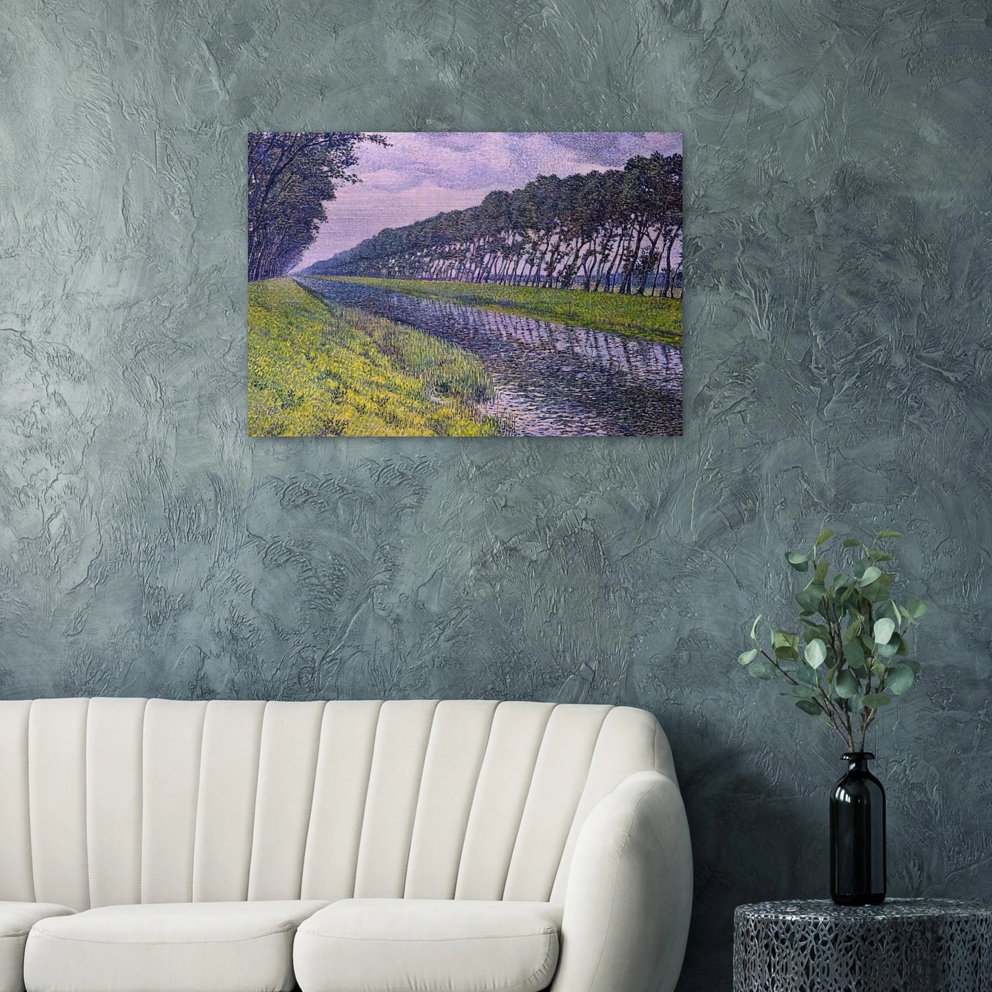 CANAL IN FLANDERS 1894 1 - Theo van Rysselberghe Brushed Aluminum Print - 70x100 cm / 28x40 inches | Theo van Rysselberghe Aluminum Print | Theo van Rysselberghe Prints