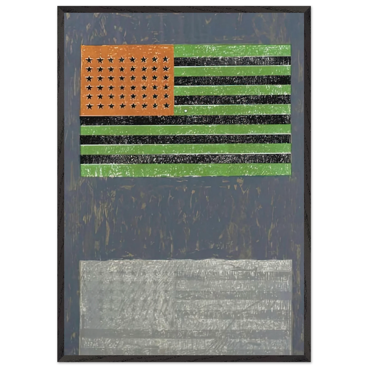 FLAGS ULAE 42 - Jasper Johns 70x100 cm / 28x40 inches Framed Art Print – Black Wooden Frame