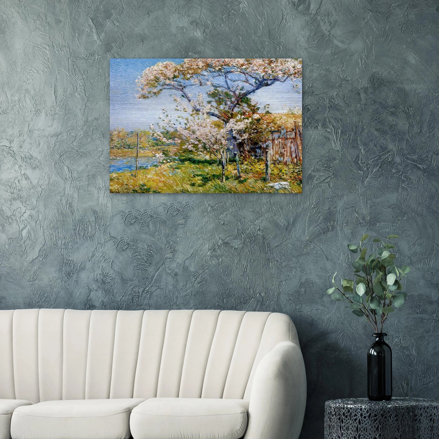 Apple Trees in Bloom, Old Lyme - Childe Hassam Brushed Aluminum Print - 70x100 cm / 28x40 inches | Childe Hassam Aluminum Print | Childe Hassam Prints