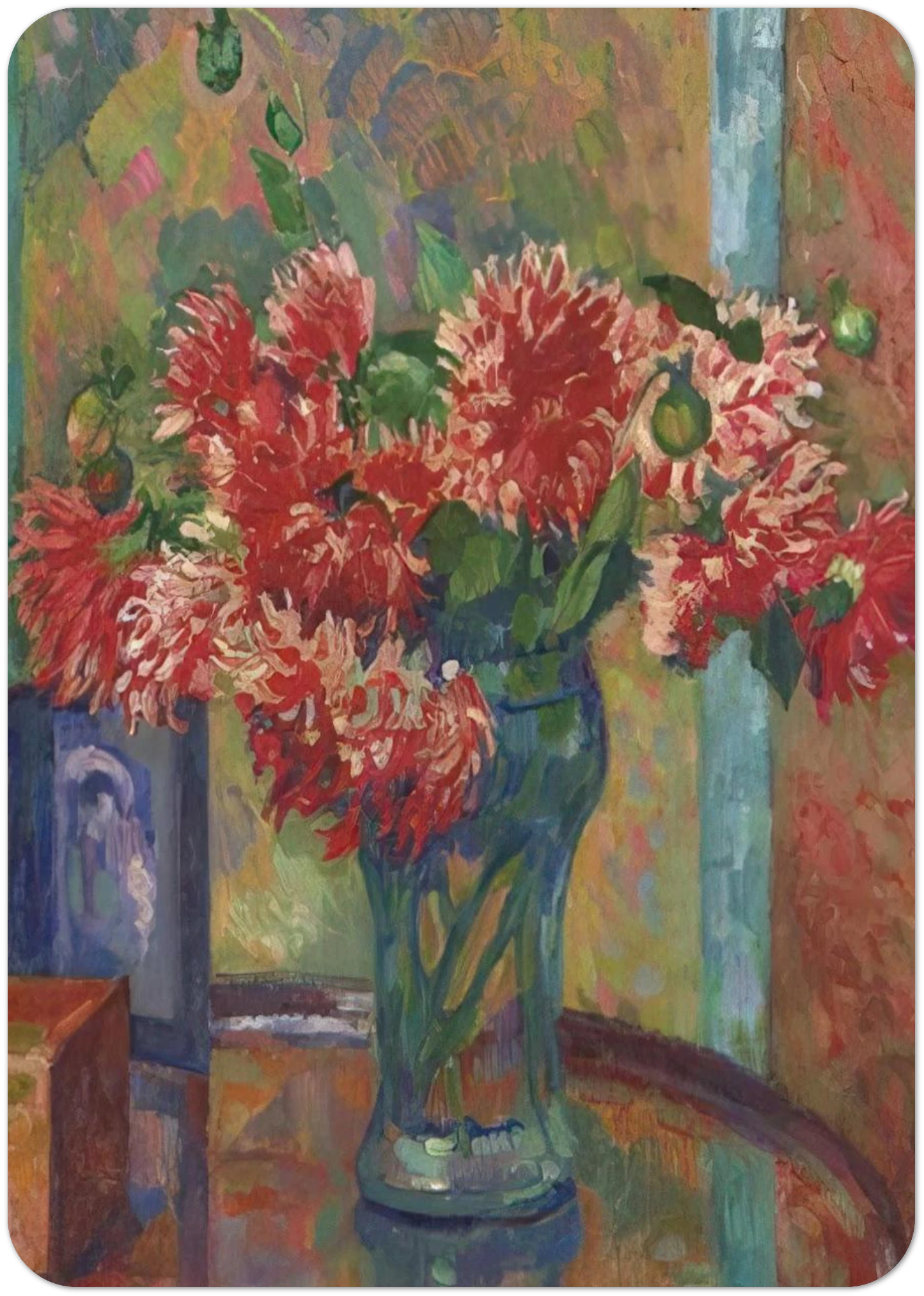DAHLIAS TO MME MADELEINE E R BONNET 1912 By Theo van Rysselberghe Pack of 10 Post Cards | Theo van Rysselberghe Post Cards | A6 (10.5 x 14.8 cm) - 4.1 x 5.8 inches