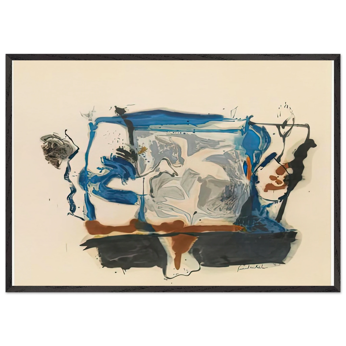 Swan Lake II 1961- - Helen Frankenthaler 70x100 cm / 28x40 inches Framed Art Print – Black Wooden Frame