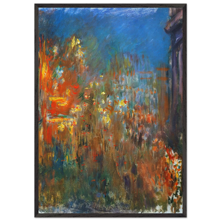 Leicester Square at Night - claude monet 70x100 cm / 28x40 inches Framed Art Print – Black Wooden Frame