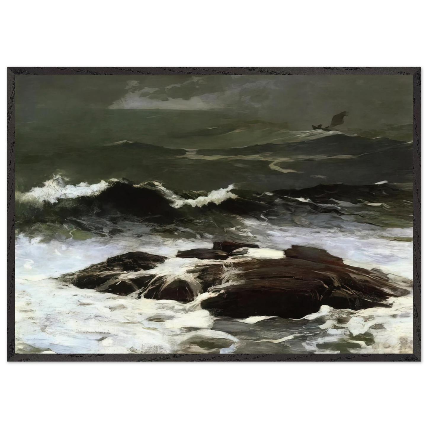 SUMMER SQUALL 1904 - Winslow Homer 70x100 cm / 28x40 inches Framed Art Print – Black Wooden Frame
