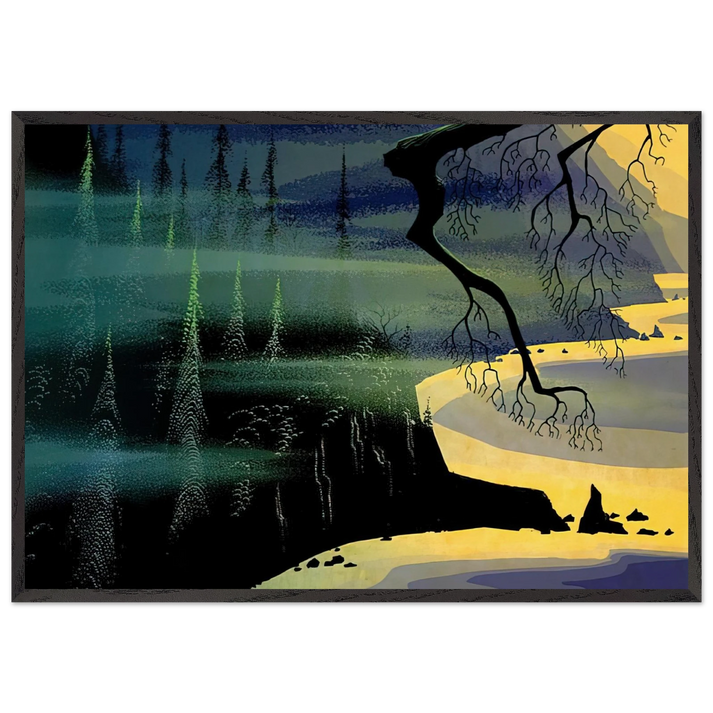 Blue Mist - Eyvind Earle 70x100 cm / 28x40 inches Framed Art Print – Black Wooden Frame