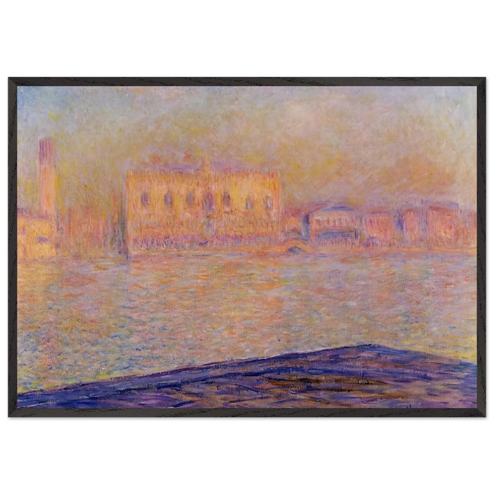 The Doges Palace Seen from San Giorgio Maggiore - claude monet 70x100 cm / 28x40 inches Framed Art Print – Black Wooden Frame